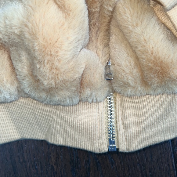 NWT - Topshop Gold/Mustard Faux Fur Hoodie Zip Up Jacket M/L - Picture 5 of 5